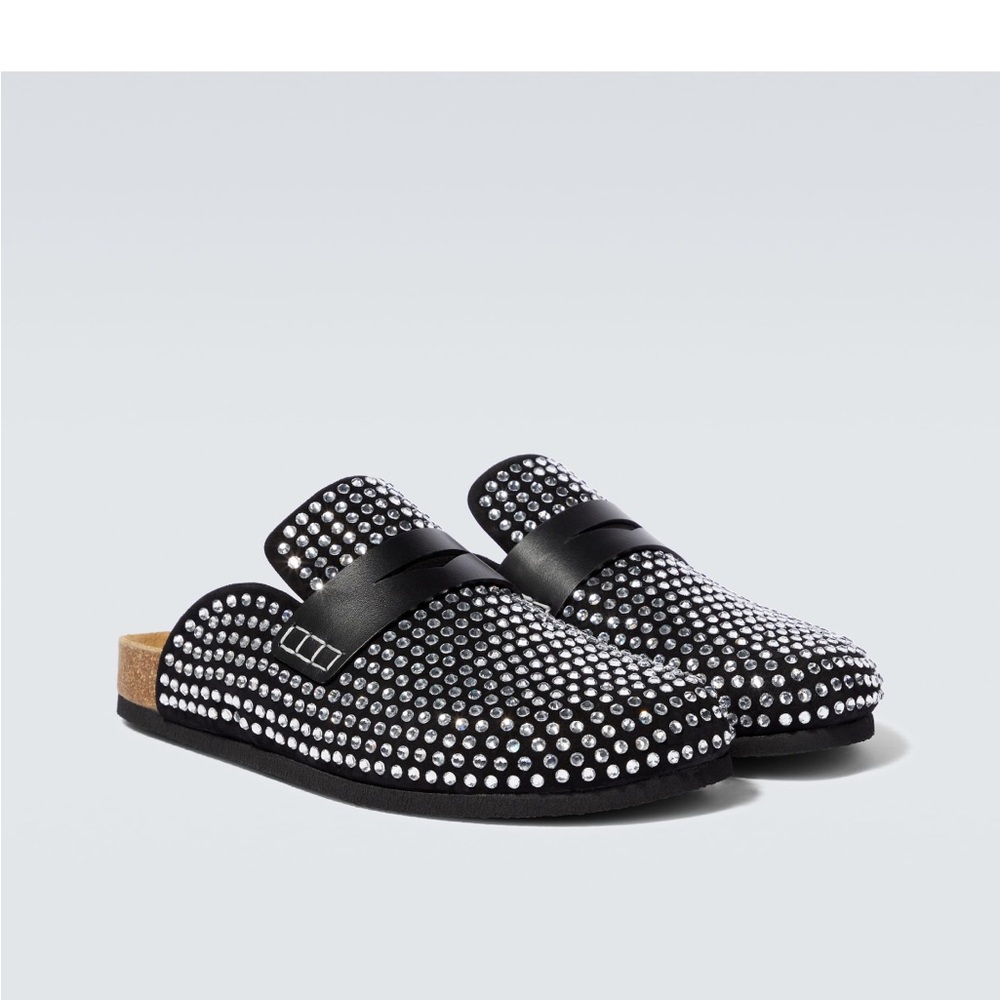 Embellished leather mules